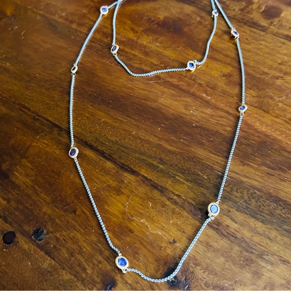 Vintage Bezel-Set Amethyst Crystal X-Long 55" Gold Plated & 926 Silver Necklace - Picture 11 of 14